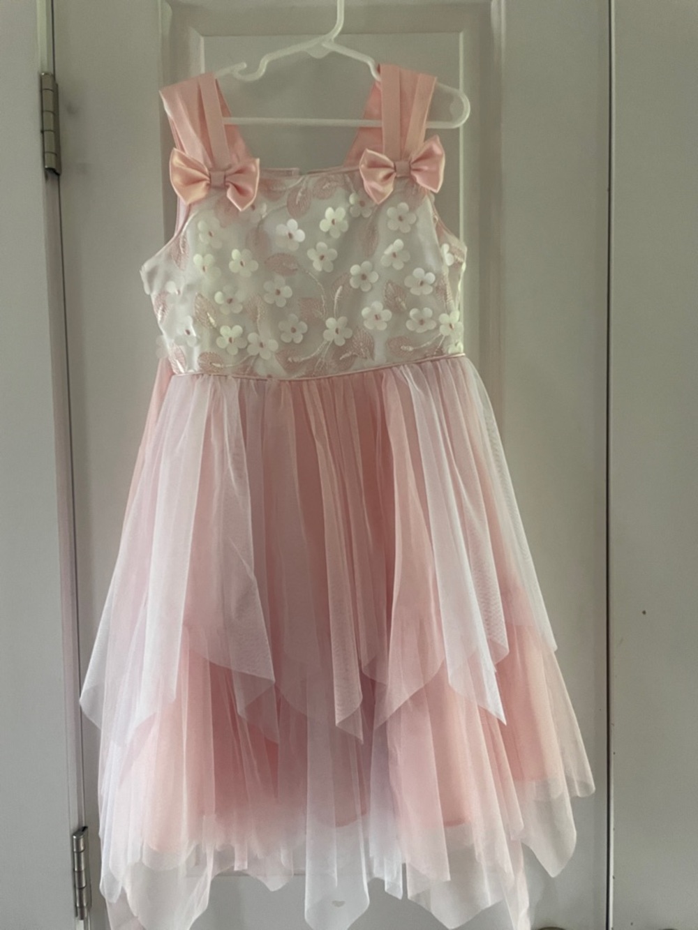 Jona Michelle Pink and White Floral Tulle Dress